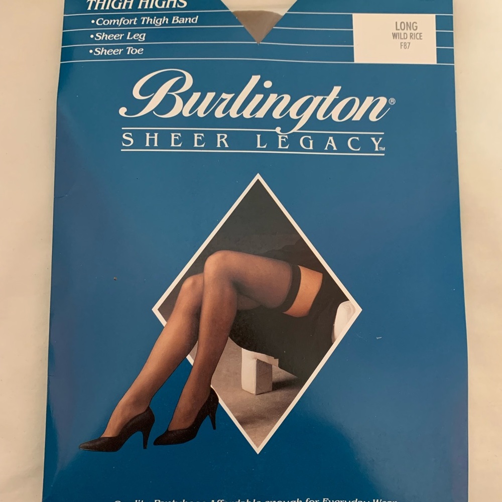 Brand new Burlington sheer legacy long wild rice color thigh high hose size long